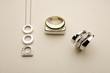 Diamond necklace and golden rings