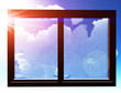 Window of opportunity overlooking blue sky and beautiful summer