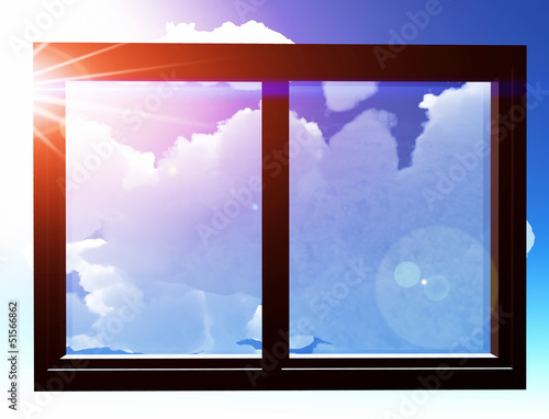 Illustration: Window of opportunity overlooking blue sky and beautiful summer Window of opportunity overlooking blue sky and beautiful summer