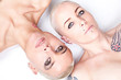beautiful women lying opposed