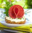canvas print picture - Sandwich mit Salami .