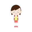 ランドセルを背負った小学生の女の子　落ち込む