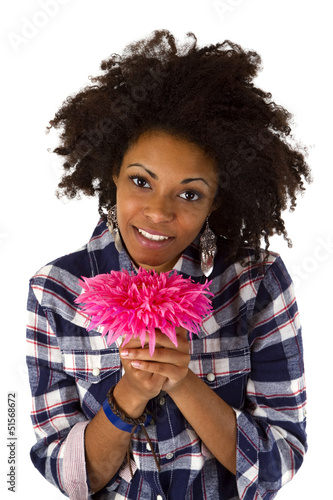 Photo: Frau mit Blume Frau mit Blume