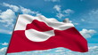 Greenland flag waving against time-lapse clouds background
