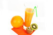 Photo: Glass of orange juice and orange and kiw Glass of orange juice and orange and kiw