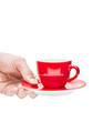 Photo: Hand serve red coffee cup Hand serve red coffee cup
