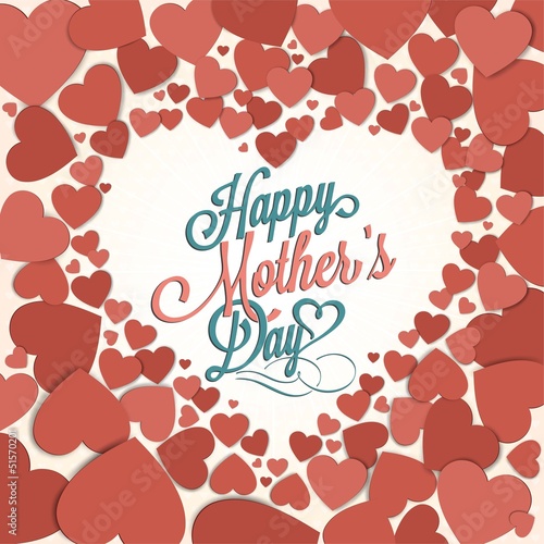 Vector: VIntage Happy Mothers's Day Typographical Background With Hearts VIntage Happy Mothers's Day Typographical Background With Hearts