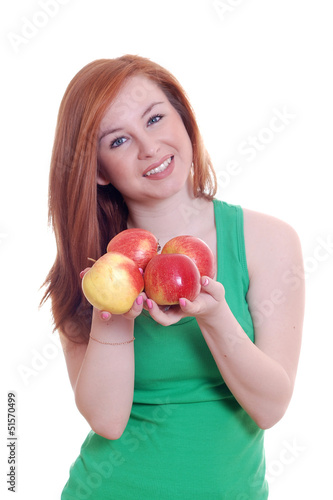 Photo: beautiful young girl with an apple beautiful young girl with an apple