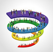 Template with business people on spiral work flow