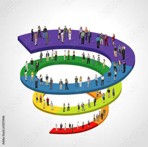 Vector: Template with business people on spiral work flow Template with business people on spiral work flow