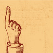 retro Vintage pointing hand drawing - vector illustration