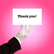 Photo : butler holding thank you card butler holding thank you card