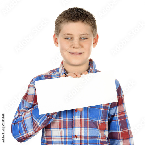Photo: Boy standing with empty horizontal blank Boy standing with empty horizontal blank