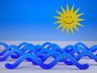 Sun Smiling Down On Blue Waves