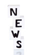 White paper cubes labeled "News" isolated on white