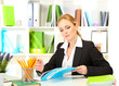Portrait of teacher woman working in classroom