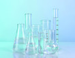 Test tubes on blue background