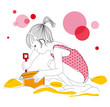 Little Girl Playing on the Beach