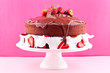 chocolate cake with cream and strawberry