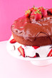 chocolate cake with cream and strawberry