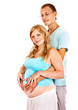 Pregnant woman with family .