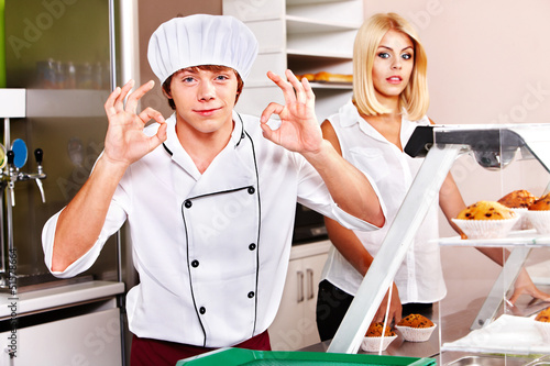 Photo: Male wearing chef uniform. Male wearing chef uniform.