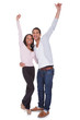 Happy Couple Raising Hand