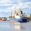 ships in a cargo port. Ventspils, Latvia
