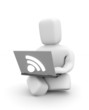 3d person work on laptop with wifi