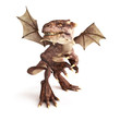 Dragon posing in a fierce position on a white background