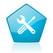tools blue pentagon web glossy icon