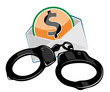 Handcuffs with money isolated in white background