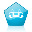 tram blue pentagon web glossy icon
