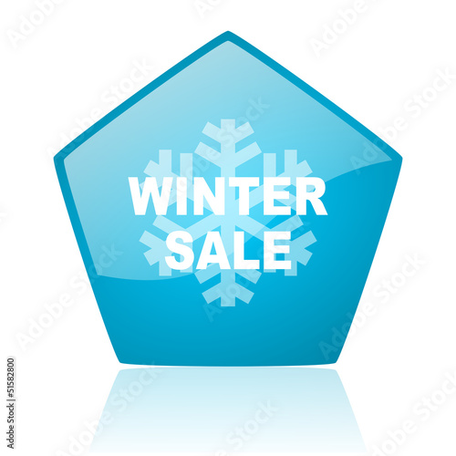 Illustration: winter sale blue pentagon web glossy icon winter sale blue pentagon web glossy icon