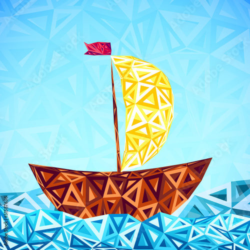 Vector: Abstract triangles pattern vector simple boat Abstract triangles pattern vector simple boat