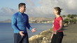 Vidéo : Female jogger with personal trainer, super slow motion Female jogger with personal trainer, super slow motion