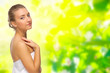 Young girl on floral background