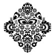 Folk embroidery with flowers - polish pattern monochrome
