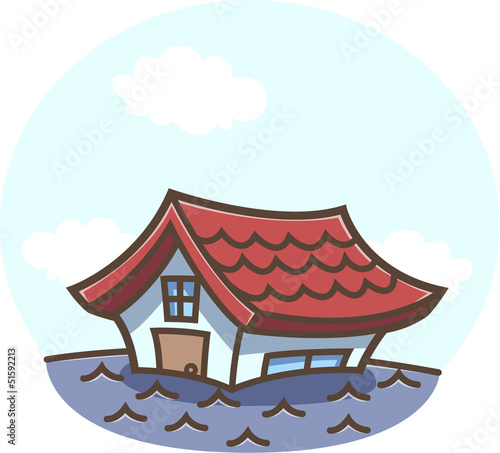 Illustration: 洪水!浸水する家 洪水!浸水する家