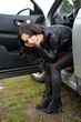 Young Woman With Her Broken Car