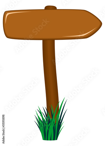 Vector: Wooden road sign as arrow in grass Wooden road sign as arrow in grass