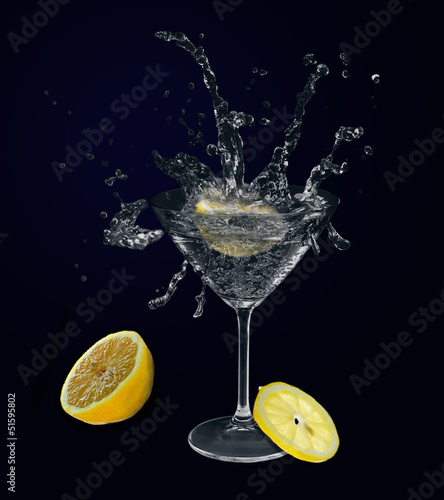 Photo: Lemon in martini glass. Lemon in martini glass.