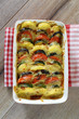 Auflauf aus Auberginen,Kartoffeln,Tomaten und Zucchini
