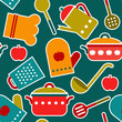 Colorful seamless pattern of kitchen utensil