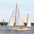 white sail yacht sailing. Riga, Latvia