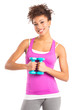 Young Woman Exercising With Dumbbells