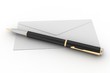 Illustration: 3d render illustration mail envelope and pen isolated 3d render illustration mail envelope and pen isolated