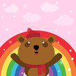 Vektor: Brown bear in the sky with rainbow Brown bear in the sky with rainbow