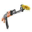 Blume in einem Gewehr als Symbol für Pazifismus