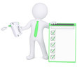 3d man with hand mixer and checklist